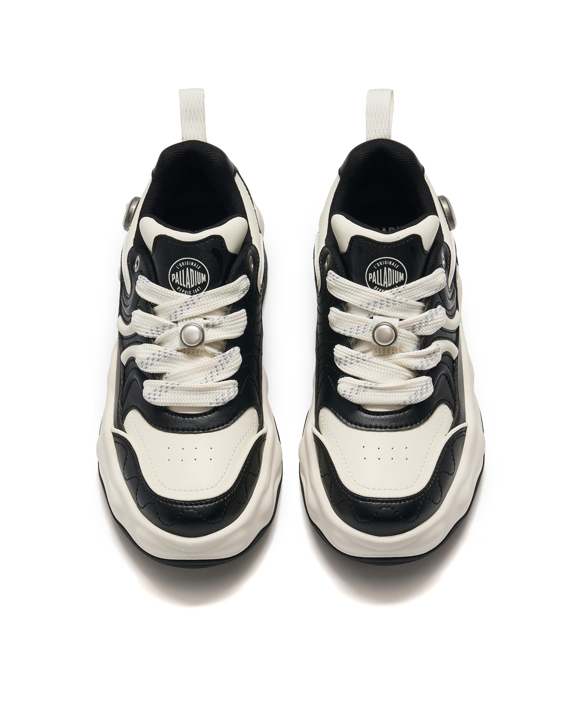 04845-009-M | MEN'S PALLAPEARL CHUNKY SNEAKERS | BK/WT/WT - Image 3