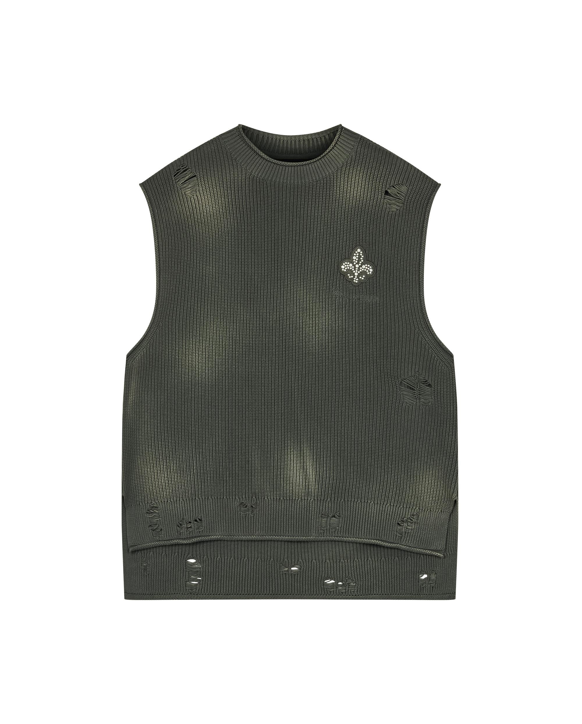 1010335-045 | MEN'S IRIS LOGO RIPPED COTTON SWEATER VEST | DARK SHADOW - Image 4