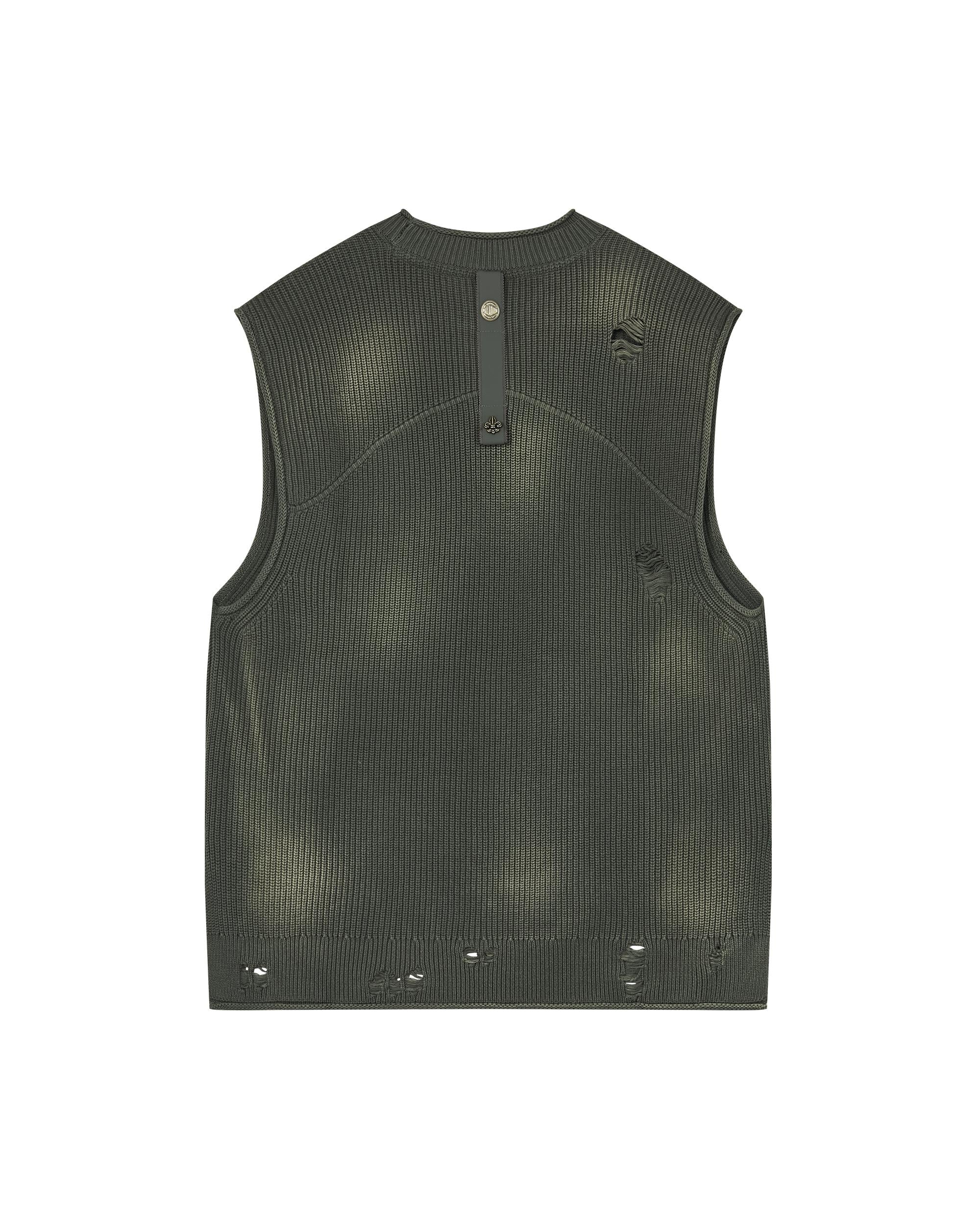 1010335-045 | MEN'S IRIS LOGO RIPPED COTTON SWEATER VEST | DARK SHADOW - Image 5