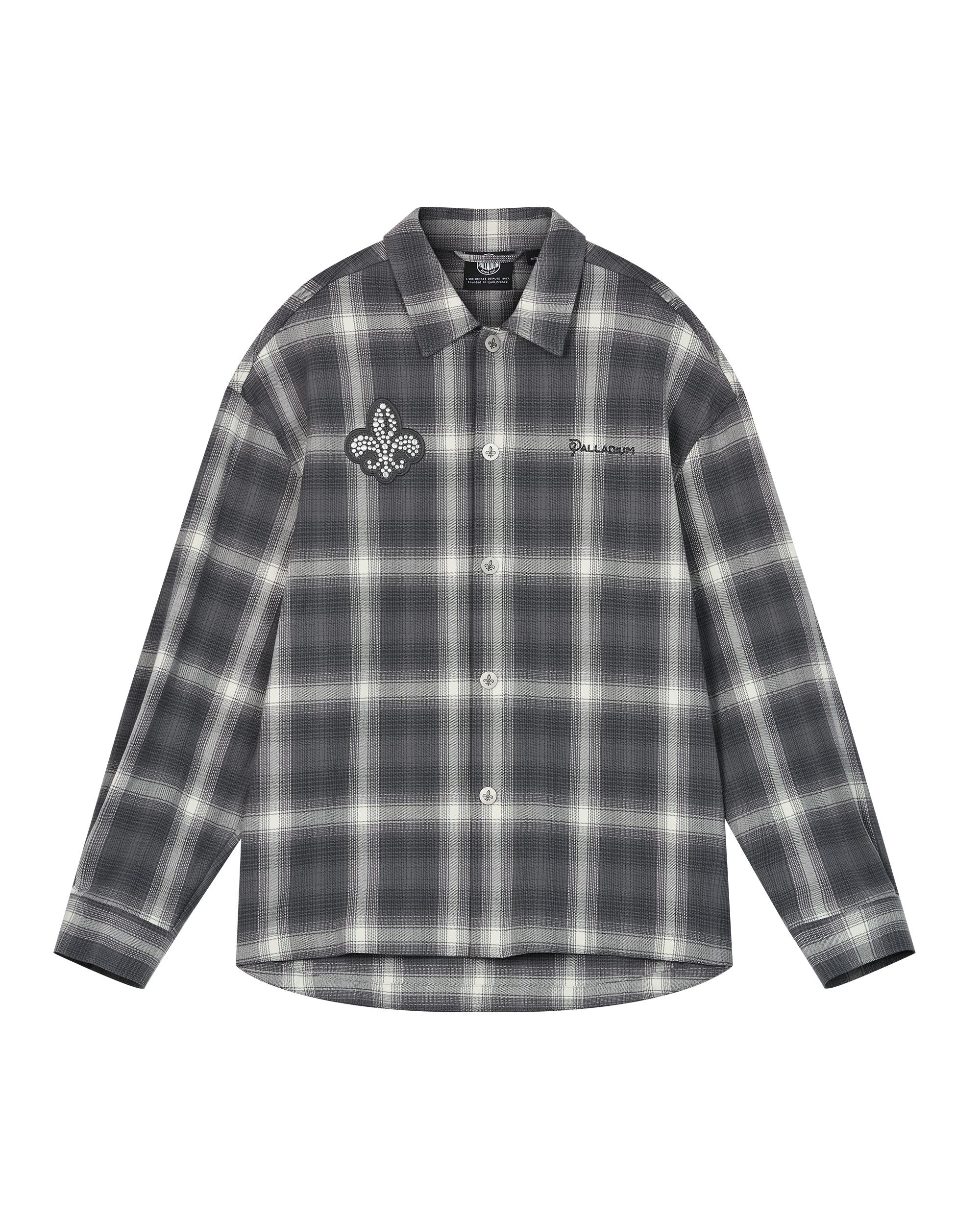 1010337-934 | MEN'S IRIS LOGO CHECKED LONG SLEEVES SHIRT | GREY/WHITE LATTICE - Image 4
