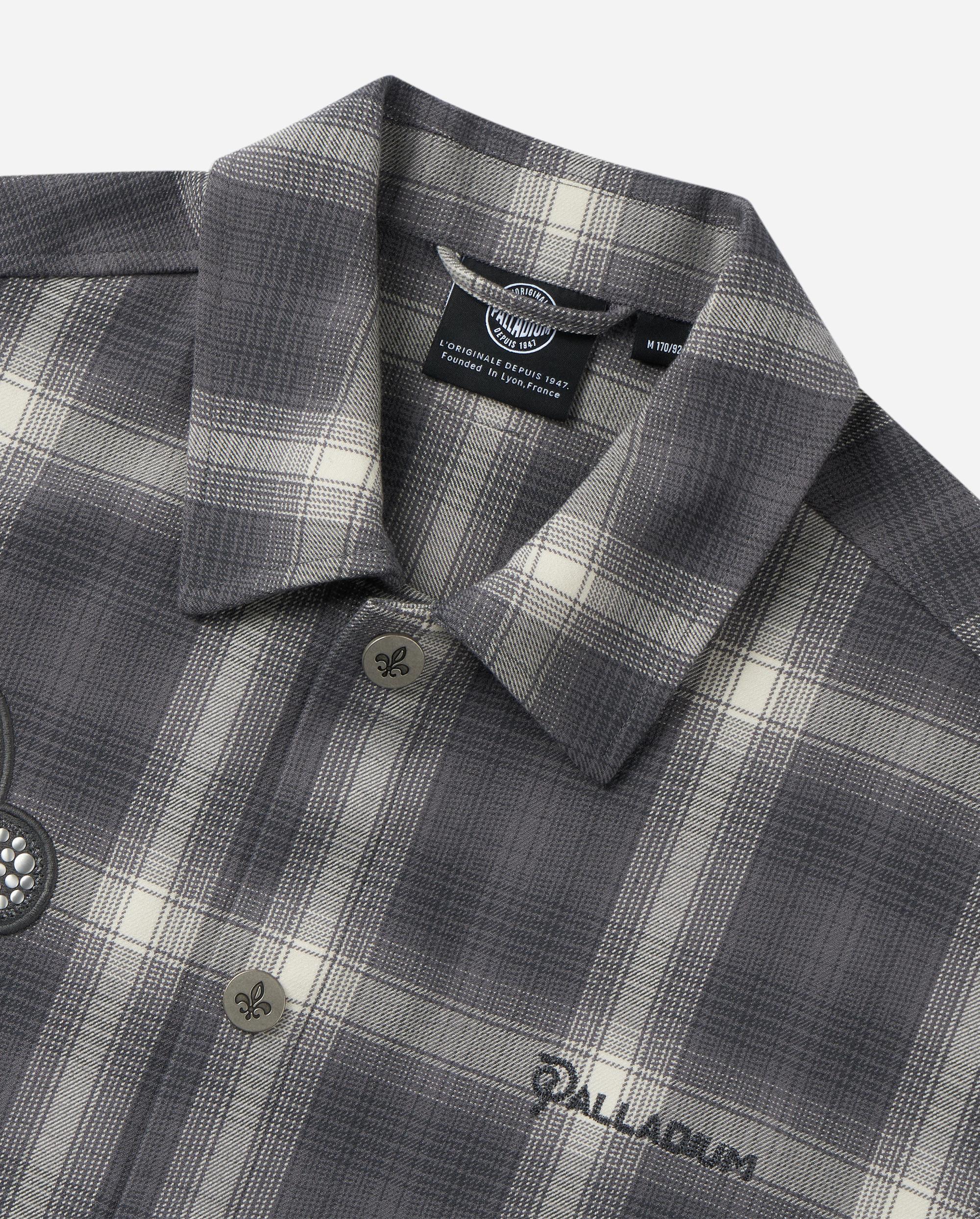 1010337-934 | MEN'S IRIS LOGO CHECKED LONG SLEEVES SHIRT | GREY/WHITE LATTICE - Image 6