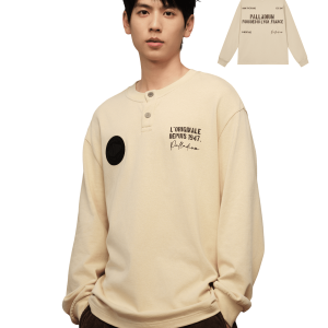 1010483-043 | MEN'S PALLADIUM LOGO LONG SLEEVES COTTON T-SHIRT | OYSTER GRAY