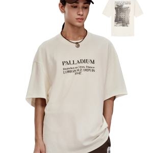 1010492-262 | MEN'S PALLADIUM PRINTED LOOSE FIT COTTON T-SHIRT | MARSHMALLOW