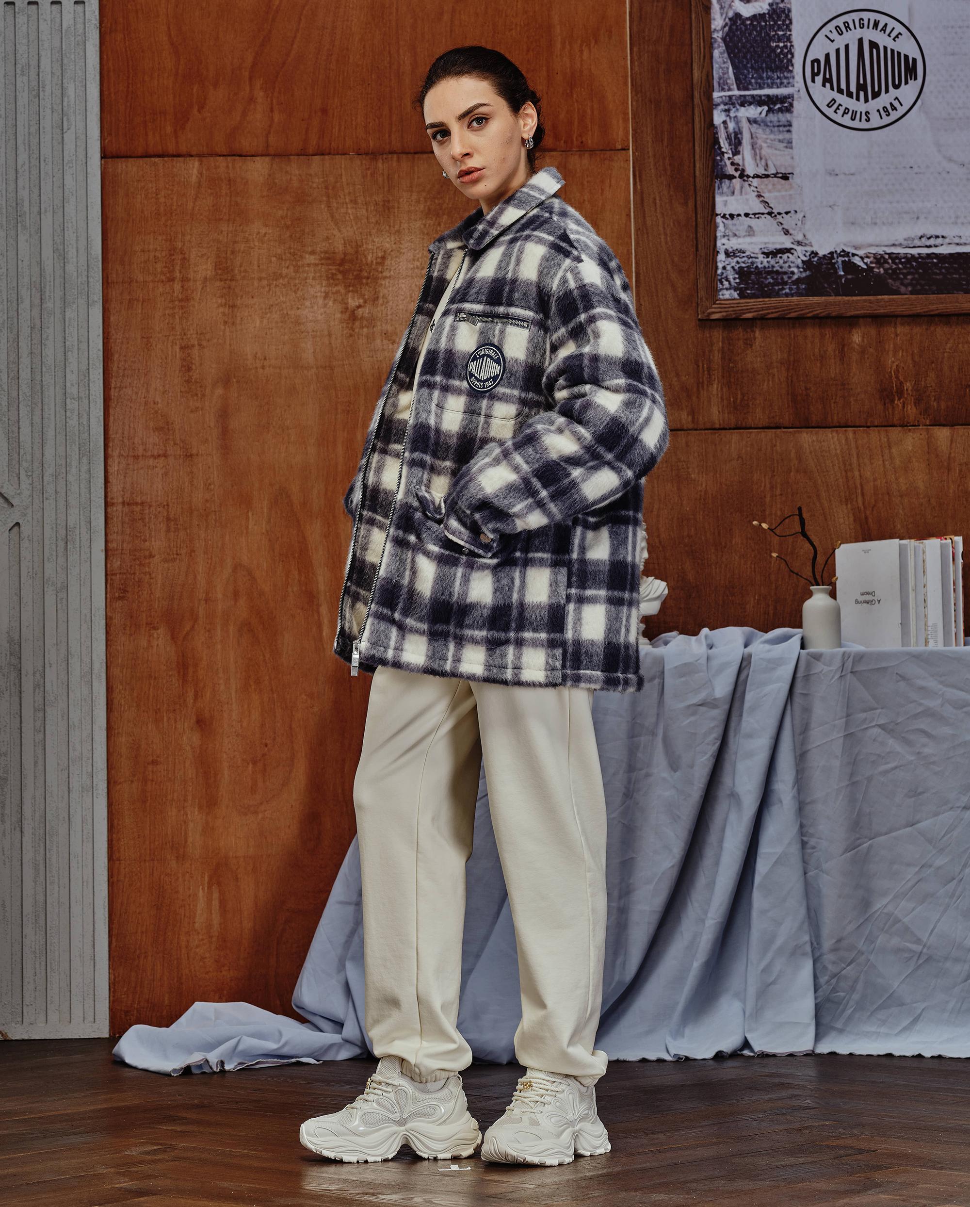 1010539-179 | MEN'S PALLADIUM LOGO CHECKED JACKET | WHITE/BLACK/GRAY - Image 3