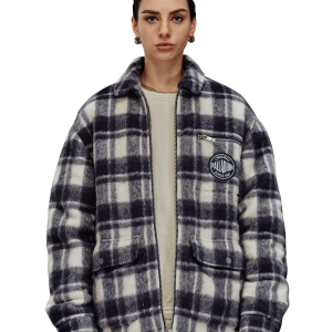 1010539-179 | MEN'S PALLADIUM LOGO CHECKED JACKET | WHITE/BLACK/GRAY