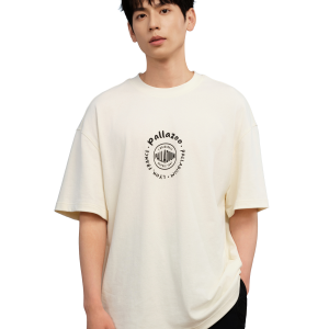 1010573-262 | MEN'S PALLADIUM LOGO LOOSE FIT COTTON T-SHIRT | MARSHMALLOW