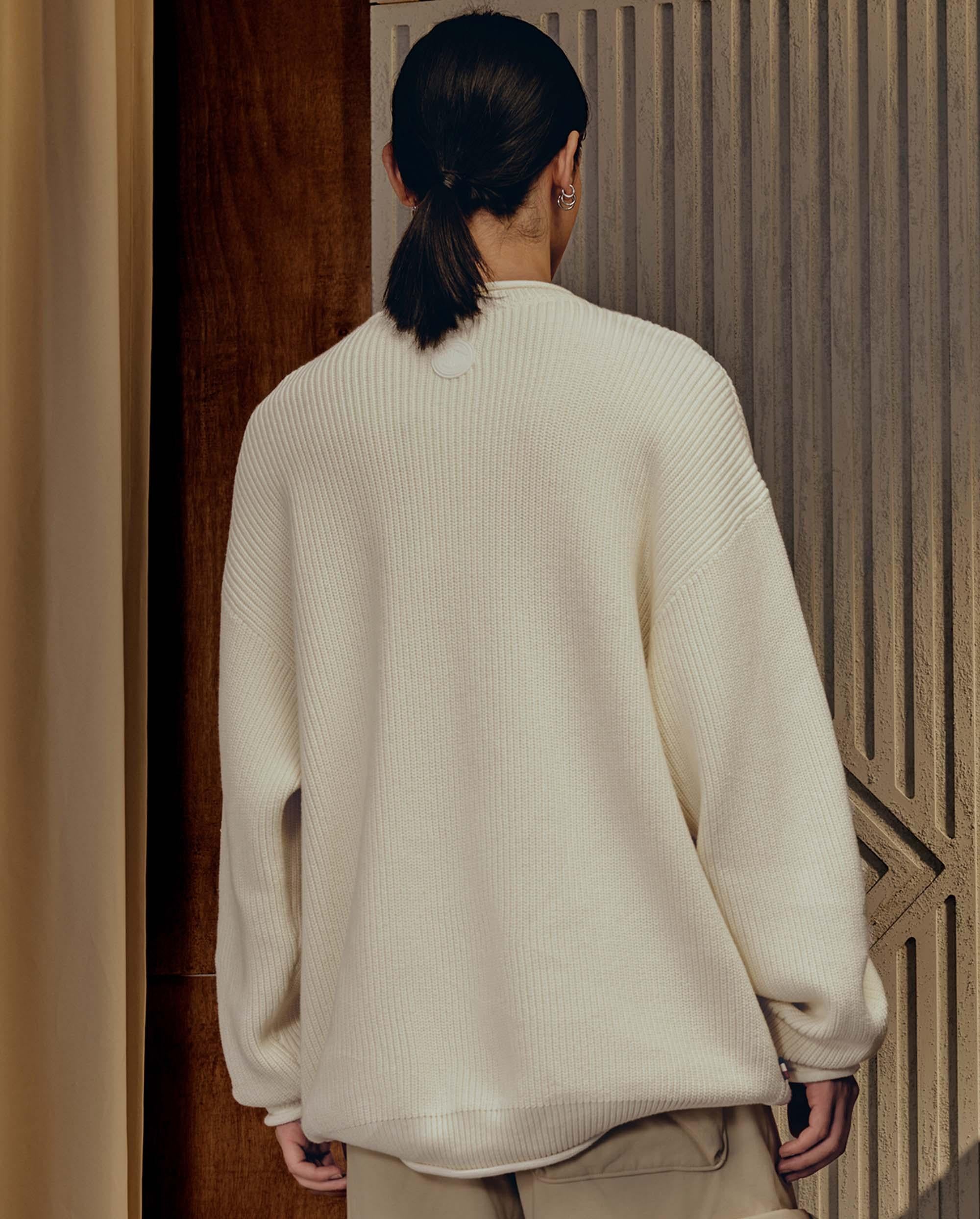 1010597-107 | MEN'S PALLADIUM LOGO WAFFLE PATTERN SWEATER | SNOW WHITE - Image 2