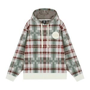 1011268-560 | MEN'S PALLADIUM LOGO CHECKED HOODIE | RED BLUE WHITE PLAID