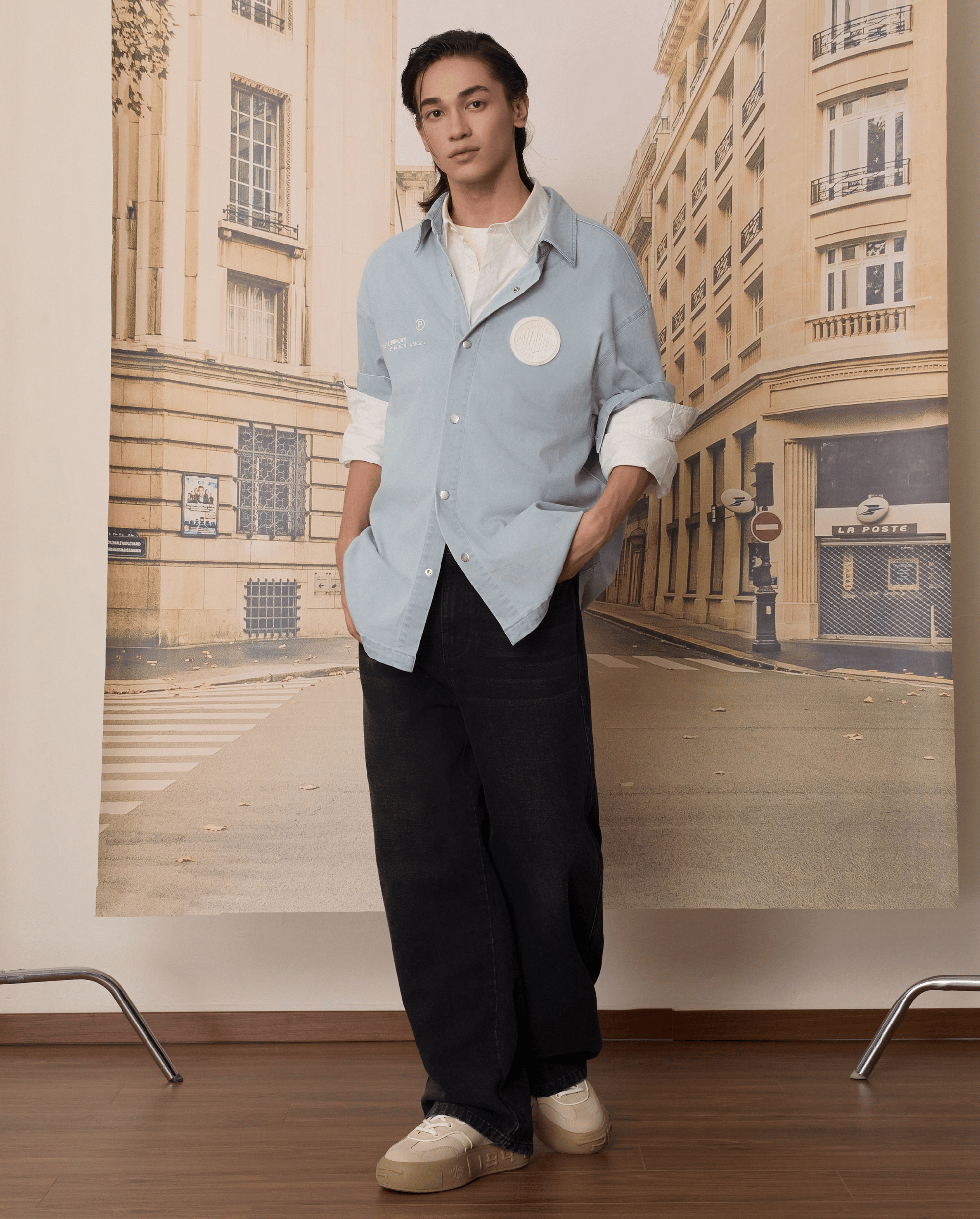 1011295-423 | MEN'S PALLADIUM LOGO LONG SLEEVES SHIRT | CELESTIAL BLUE - Image 2