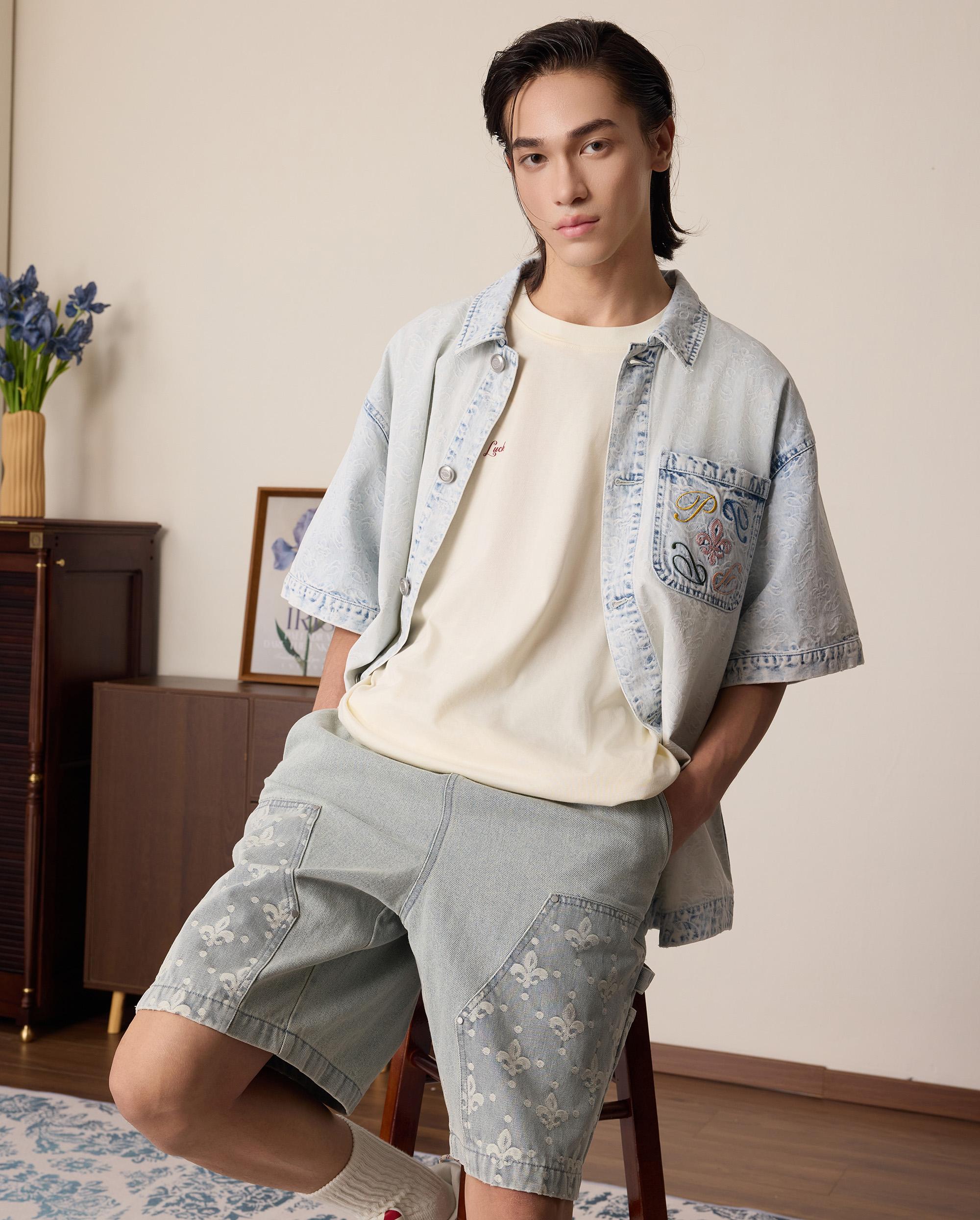 1011336-441 | MEN'S ALL-OVER IRIS LOGO COTTON SHIRTS | SKYWRITING - Image 3