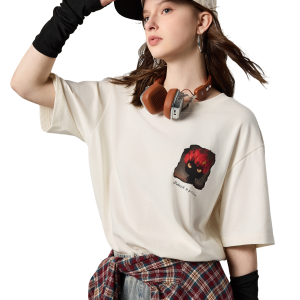 1011778-262 | MEN'S THEME PRINTED LOOSE FIT COTTON T-SHIRT | MARSHMALLOW