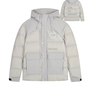 1011815-075 | MEN'S PALLADIUM LOGO HOODED DOWN JACKET | GHOST GRAY