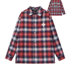1011887-560 | MEN'S IRIS LOGO CHECKED LONG SLEEVES SHIRT | RED BLUE WHITE PLAID