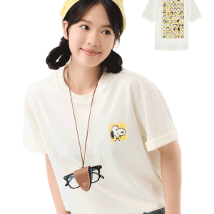 1012428-262 | PALLADIUM X SNOOPY LOGO LOOSE FIT COTTON T-SHIRT | MARSHMALLOW