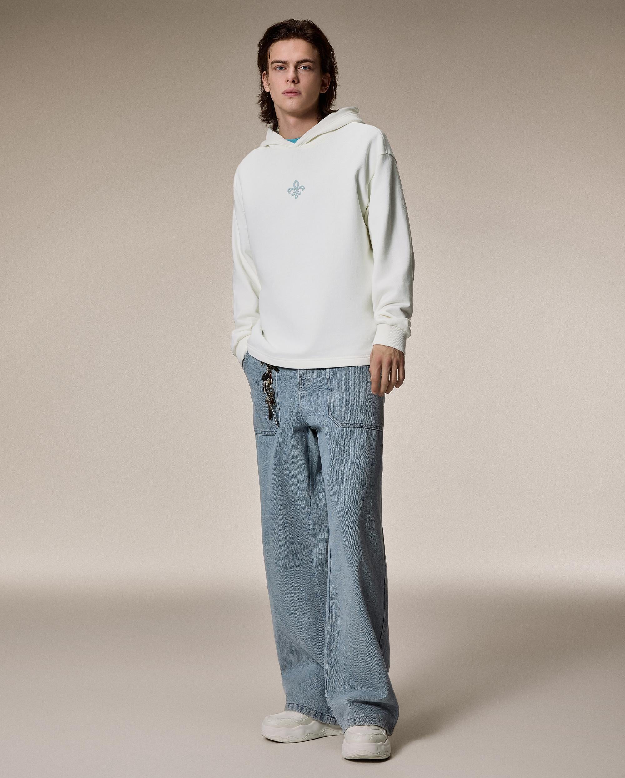 1012764-262 | MEN'S IRIS LOGO COTTON HOODIE | MARSHMALLOW - Image 3