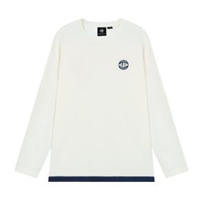 1012793-262 | MEN'S STRIPE LOOSE FIT COTTON LONG SLEEVES T-SHIRT | MARSHMALLOW