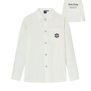 1012796-262 | MEN'S LOGO LOOSE FIT LONG SLEEVES COTTON SHIRT | MARSHMALLOW