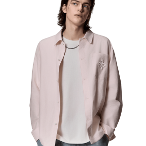 1012805-631 | MEN'S LOGO LOOSE FIT LONG SLEEVES COTTON SHIRT | MAUVE MORN