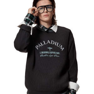 1012813-063 | MEN'S PALLADIUM LOGO TOP-STITCHING SWEATER | BLACK SAND