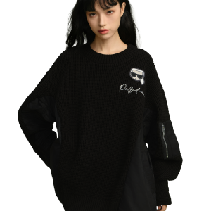 109235-032 | PALLADIUM X KARL LAGERFELD WAFFLE PATTERN SWEATER | LEAD BLACK