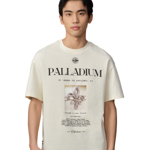 109650-232 | MEN'S IRIS THEME PRINTED LOOSE FIT COTTON T-SHIRT | VANILLA ICE