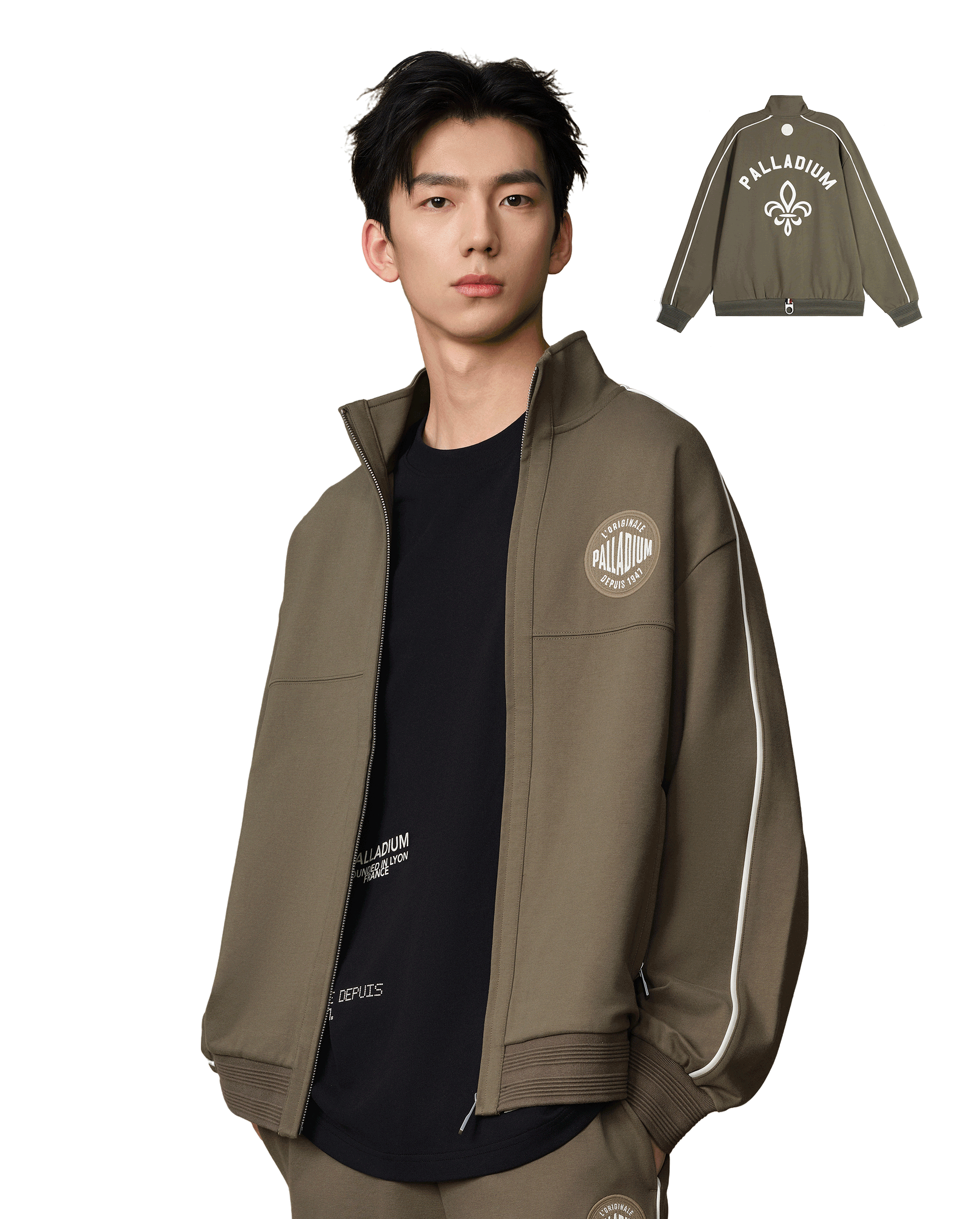 109658-367 | MEN'S PALLADIUM LOGO SIDE STRIPED JACKET | TEA LEAF