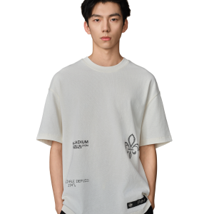 109732-262 | MEN'S PALLADIUM LOGO LOOSE FIT COTTON T-SHIRT | MARSHMALLOW