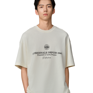 109815-232 | MEN'S PALLADIUM LOGO LOOSE FIT COTTON T-SHIRT | VANILLA ICE