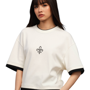 1910439-262 | WOMEN'S IRIS LOGO LAYERED COTTON T-SHIRT | MARSHMALLOW