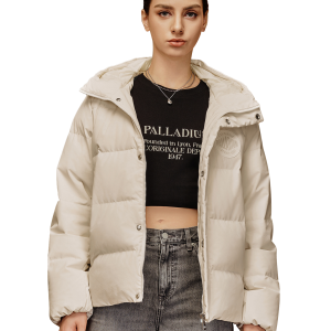 1910525-262 | WOMEN'S PALLADIUM LOGO HOODED DOWN JACKET | MARSHMALLOW