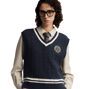 1911383-403 | WOMEN'S PALLADIUM LOGO V-NECK SWEATER VEST | TOTAL ECLIPSE