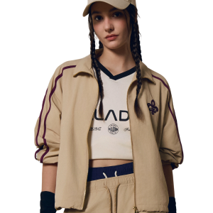 1911943-158 | WOMEN'S IRIS LOGO SIDE STRIPES LOOSE FIT JACKET | MILK TEA