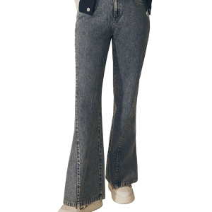 1911957-452 | WOMEN'S IRIS LOGO WIDED-LEG LIGHT WASH JEANS | MATT GREY BLUE
