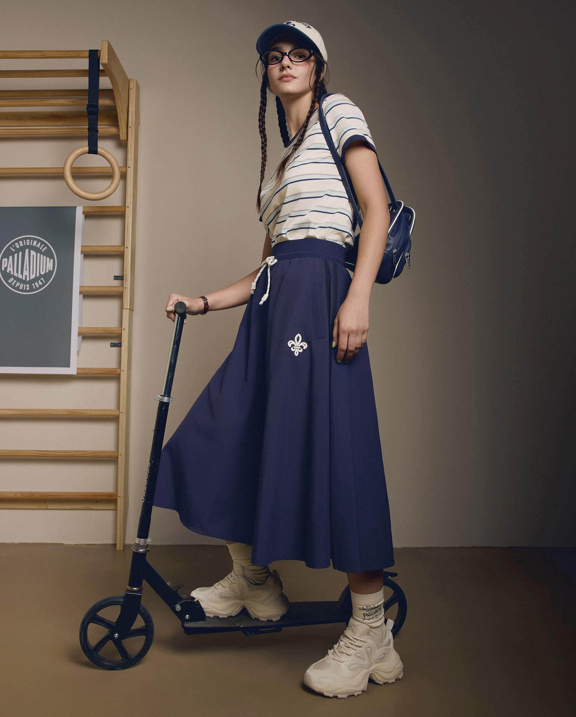 1911979-453 | WOMEN'S IRIS LOGO A-LINE MIDI SKIRT | MARITIME BLUE - Image 2