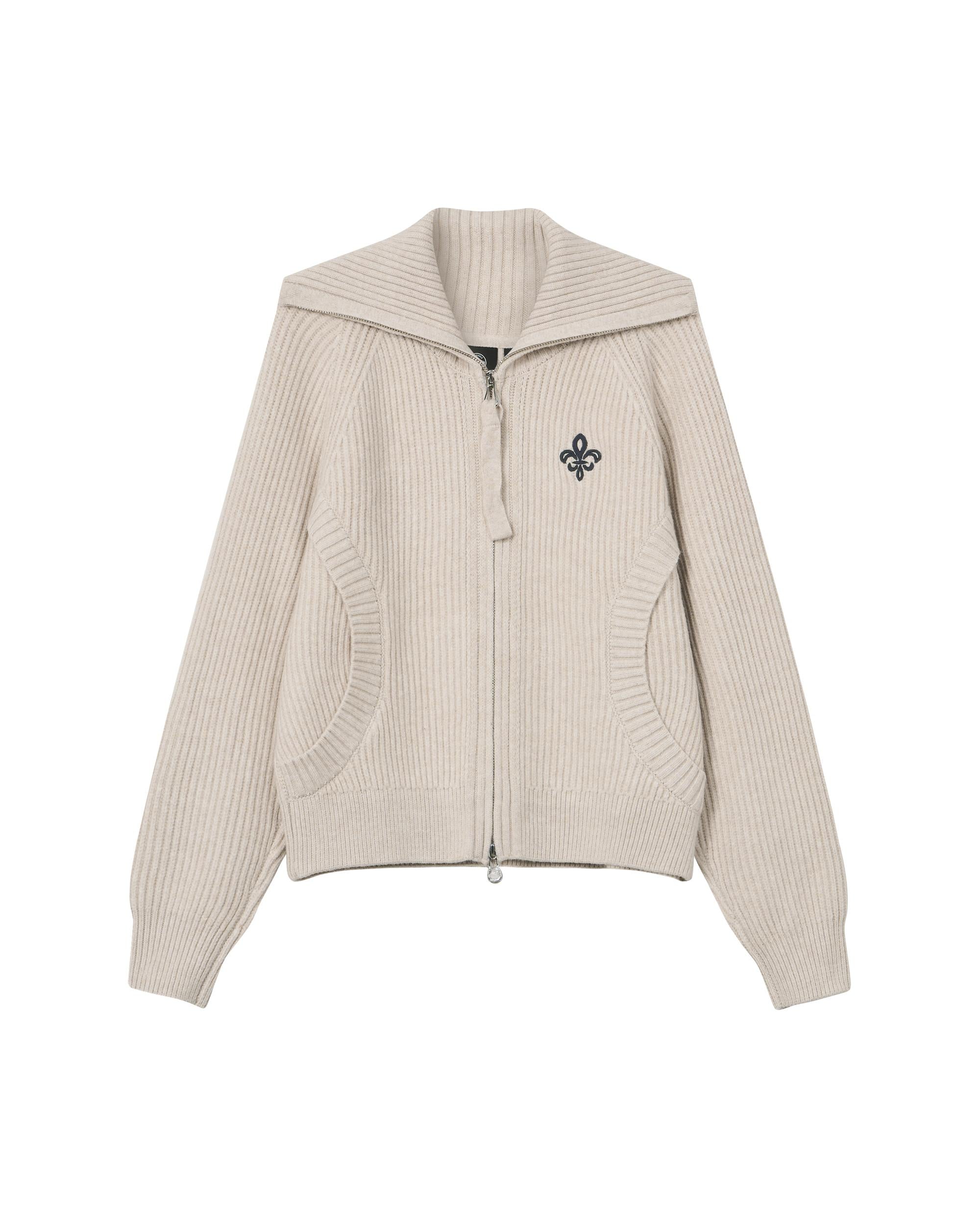 1911985-043 | WOMEN'S IRIS LOGO REVERSIBLE ZIP CARDIGAN | OYSTER GRAY - Image 4