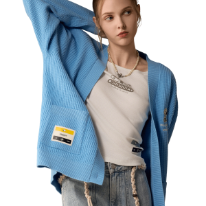 1912580-577 | PALLADIUM X SNOOPY WOMEN'S LOOSE FIT LOGO CARDIGAN | ALASKAN BLUE