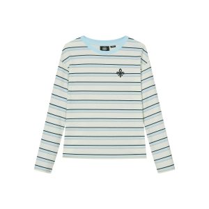 1912824-939 | WOMEN'S LOGO COLOR BLOCKS STRIPED COTTON T-SHIRT | WT/BU/GY