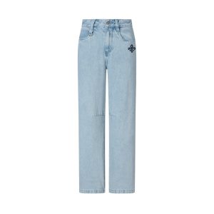 1912827-573 | WOMEN'S EMBROIDERED IRIS LOGO WASHED DENIM JEANS | NANTUCKET BREEZE