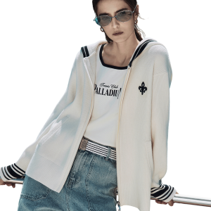 1912848-262 | WOMEN'S IRIS LOGO HOODED JACKET CARDIGAN | MARSHMALLOW