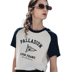 1912858-262 | WOMEN'S VOYAGE PRINTED COLOR BLOCKS COTTON T-SHIRT | MARSHMALLOW