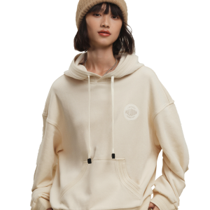 197826-295 | WOMEN'S LOGO DROPPED SHOULDERS COTTON HOODIE | BIRCH