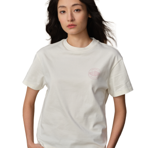 199745-262 | WOMEN'S PALLADIUM LOGO COTTON T-SHIRT | MARSHMALLOW