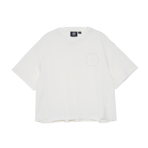 199746-262 | WOMEN'S PALLADIUM LOGO LOOSE FIT CROPPED T-SHIRT | MARSHMALLOW