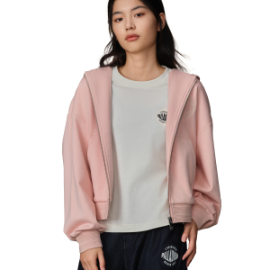 199756-635 | WOMEN'S LOGO DROPPED SHOULDERS HOODED JACKET | ROSE SMOKE