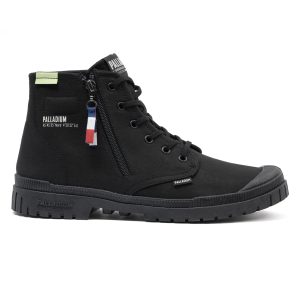 74407-001-M | UNISEX SP20 HI TECH OUTZIP HIGH-TOP SHOES SNEAKERS | BLACK/BLACK